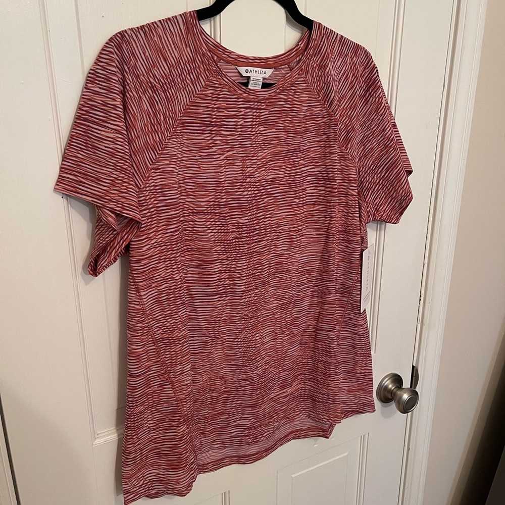 Athleta Red Space-Dye Short Sleeve Tee